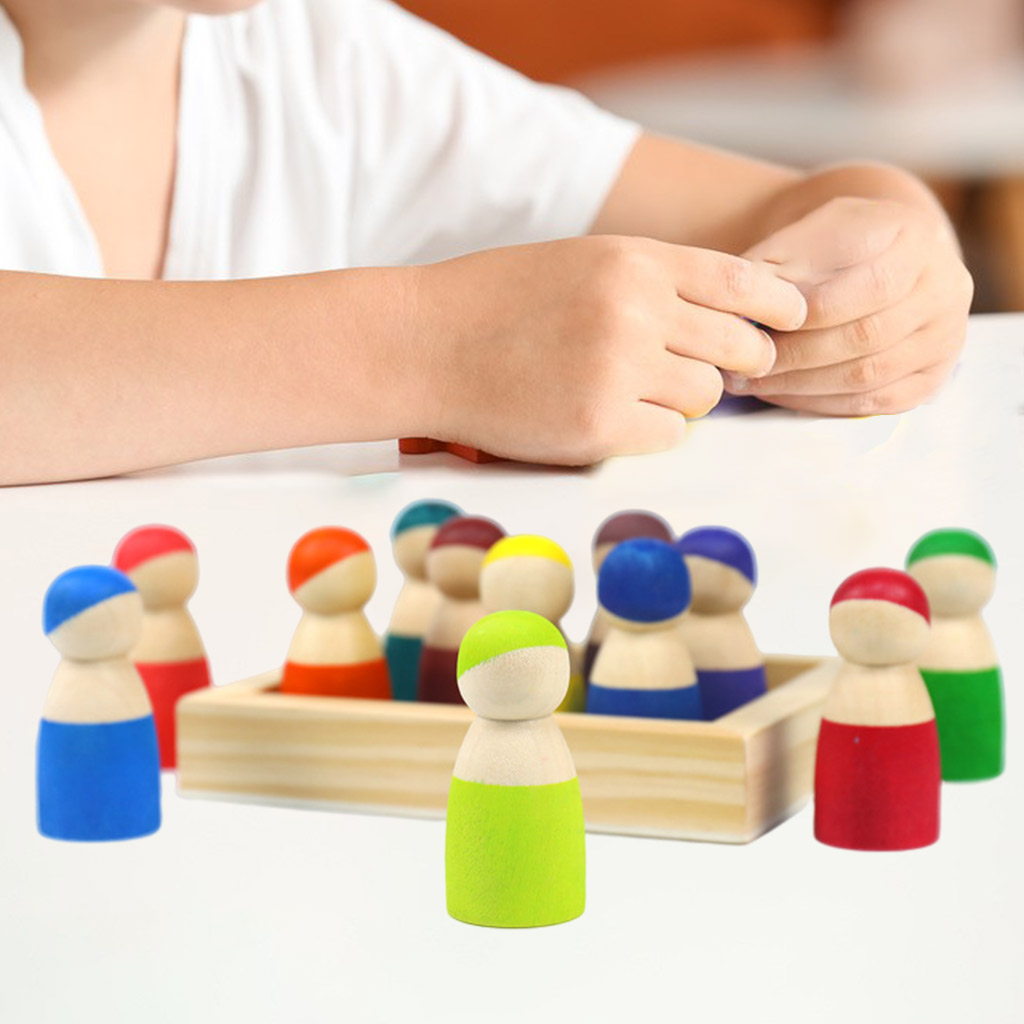 Wooden Mini Dolls Toys Montessori Toys Toddlers People Figures Shape Preschool Learning Educational Toys
