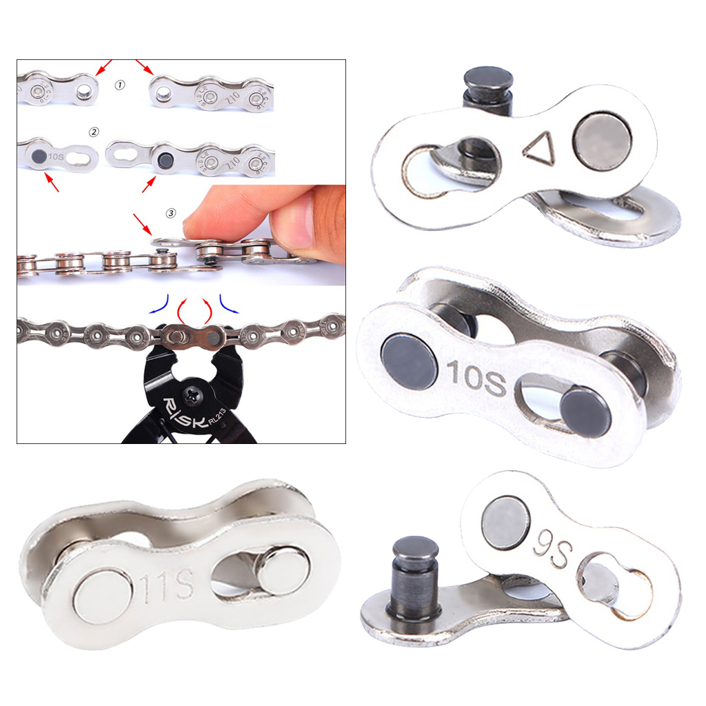 Bike Chain Link Silver Missing Chain Connectors Link Quick Release Chain Master Link Joint Connector Clip Lock Accessories