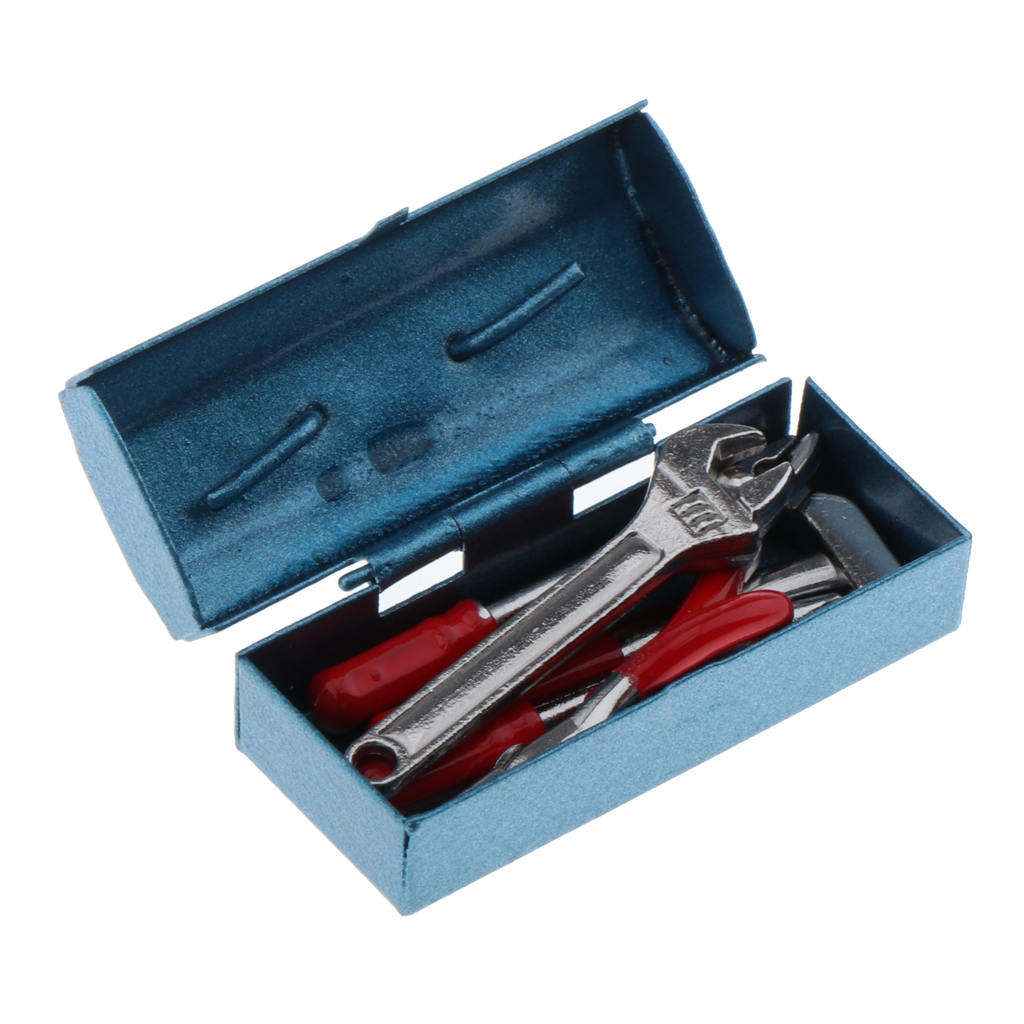 1:12 Doll House Simulation Repair Hand Tools Set Toolbox Case for Garden Garage