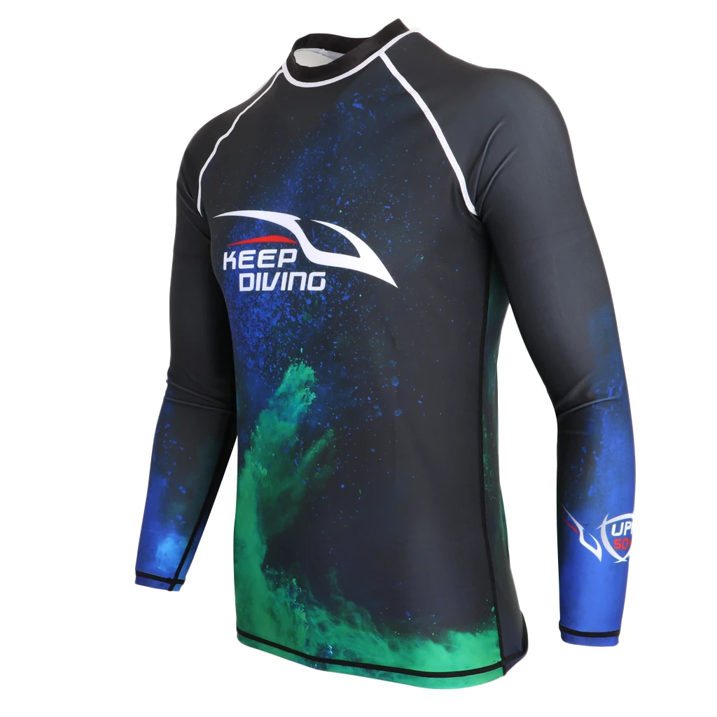 UPF 50+ Scuba Men Diving Wetsuit Long Sleeve Top Shirt Rash Guard for Surfing Snorkeling Swimming Various Sizes