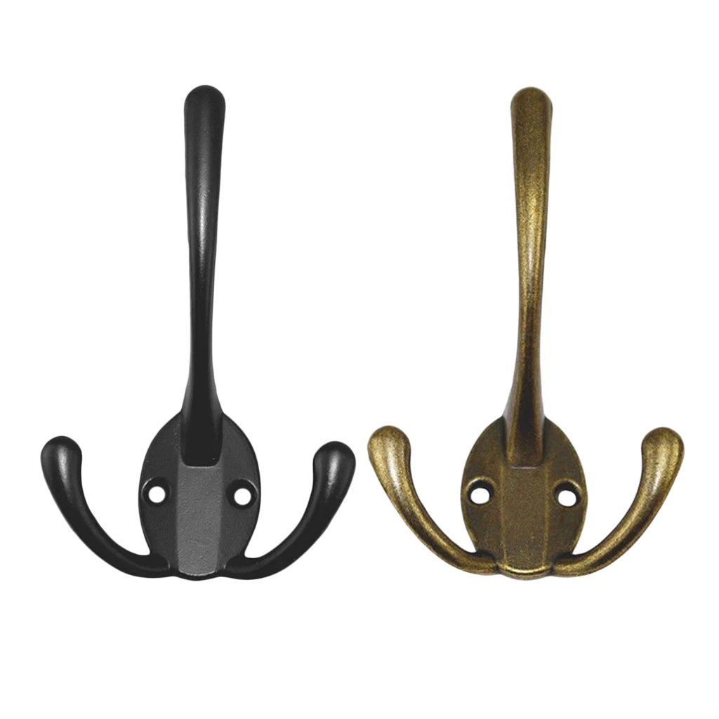 Retro Zinc Alloy Coat Hooks Dual Hook Hanger For Clothes Scarf Keychains