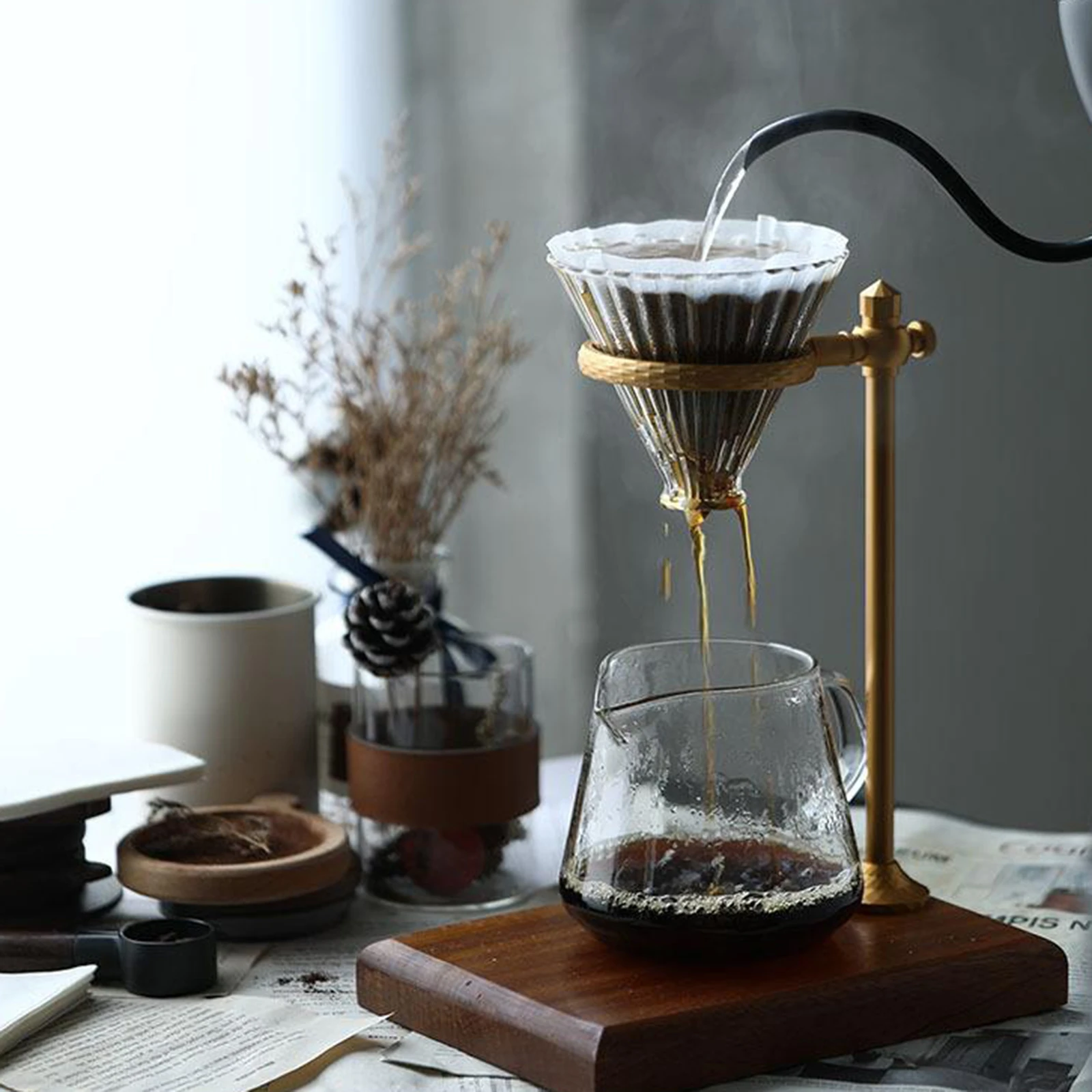 Pour Over Coffee Dripper with Non- Wood Base Stand for Use with Coffee Filter Dripper Coffee Cup for Manual Brewing