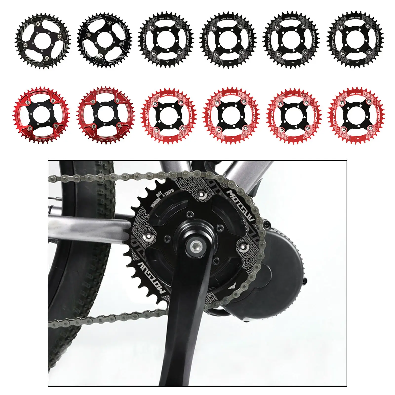 104BCD E-bike Chainring + Adapter For Bafang Mid Drive Motor Electric Bicycle Aluminium Alloy 32T 34T 36T 38T 40T 42T