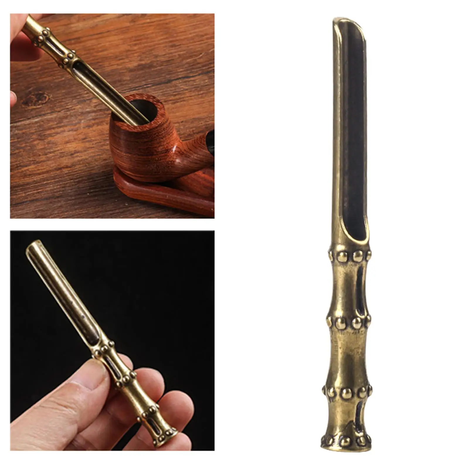 Retro Pipe Pressing Rod, Cigarette Accessories Copper Carving Multifunctional Solid Grinding Cigarette Press, Beginner Smoker