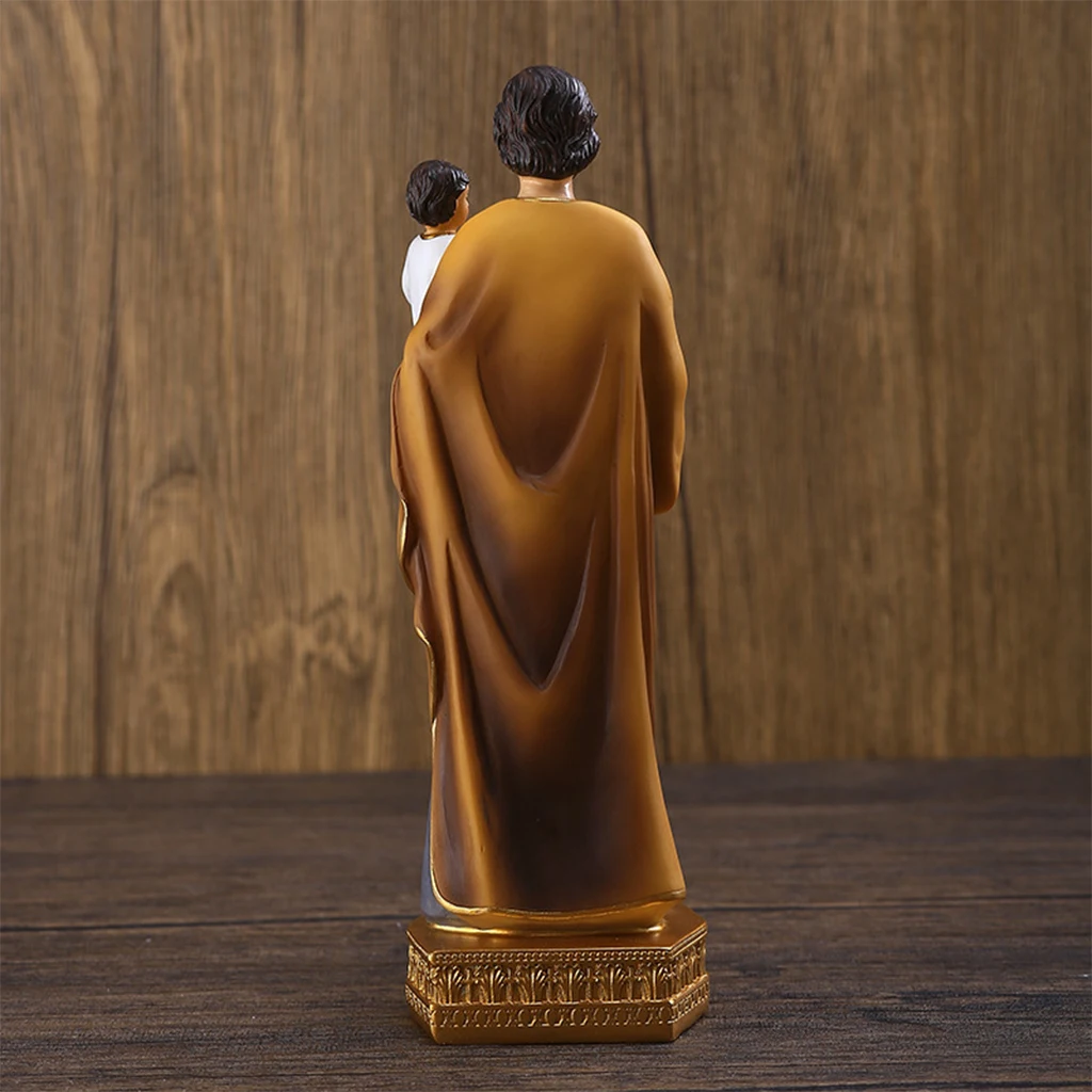 Saint Joseph Carrying Child Jesus Statues Religious Figurines Resin Model Sculpture St. Joseph God Christ Church Desk Décor