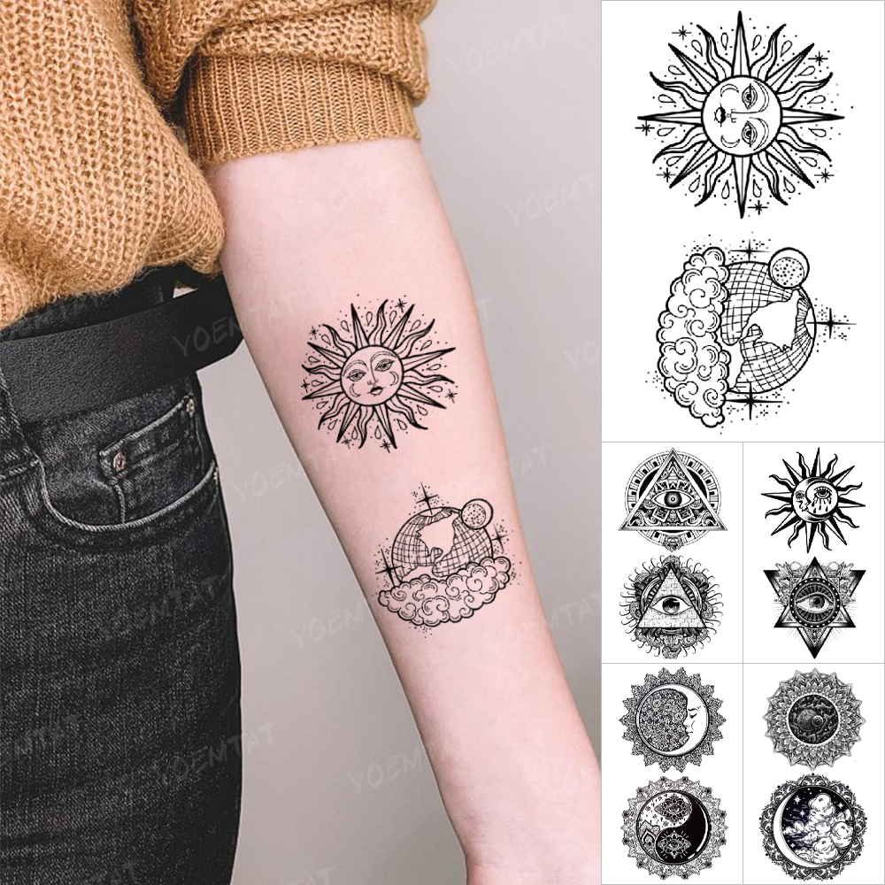 Best of Small Tatto Sea Sun Moon Waterproof Temporary Tattoo Stickers Triangle Eyes Arm Wrist Kids Fake Tatoo Body Art Men Women Reviews & Tips