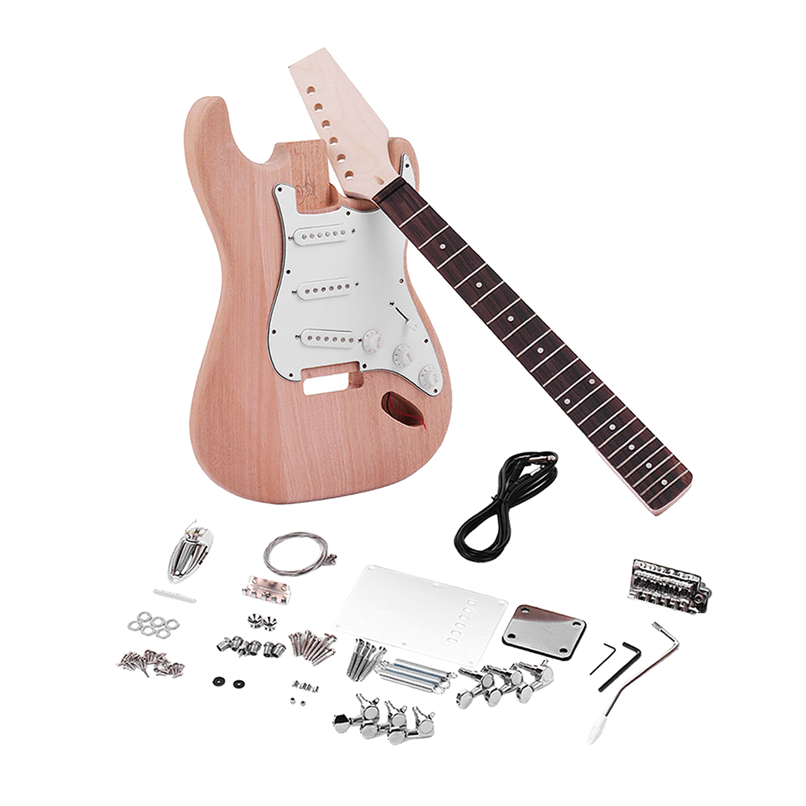 Unfinished DIY Electric Guitar Kit Mahogany Wooden Replacements Parts for ST Style Guitar Lovers Gift
