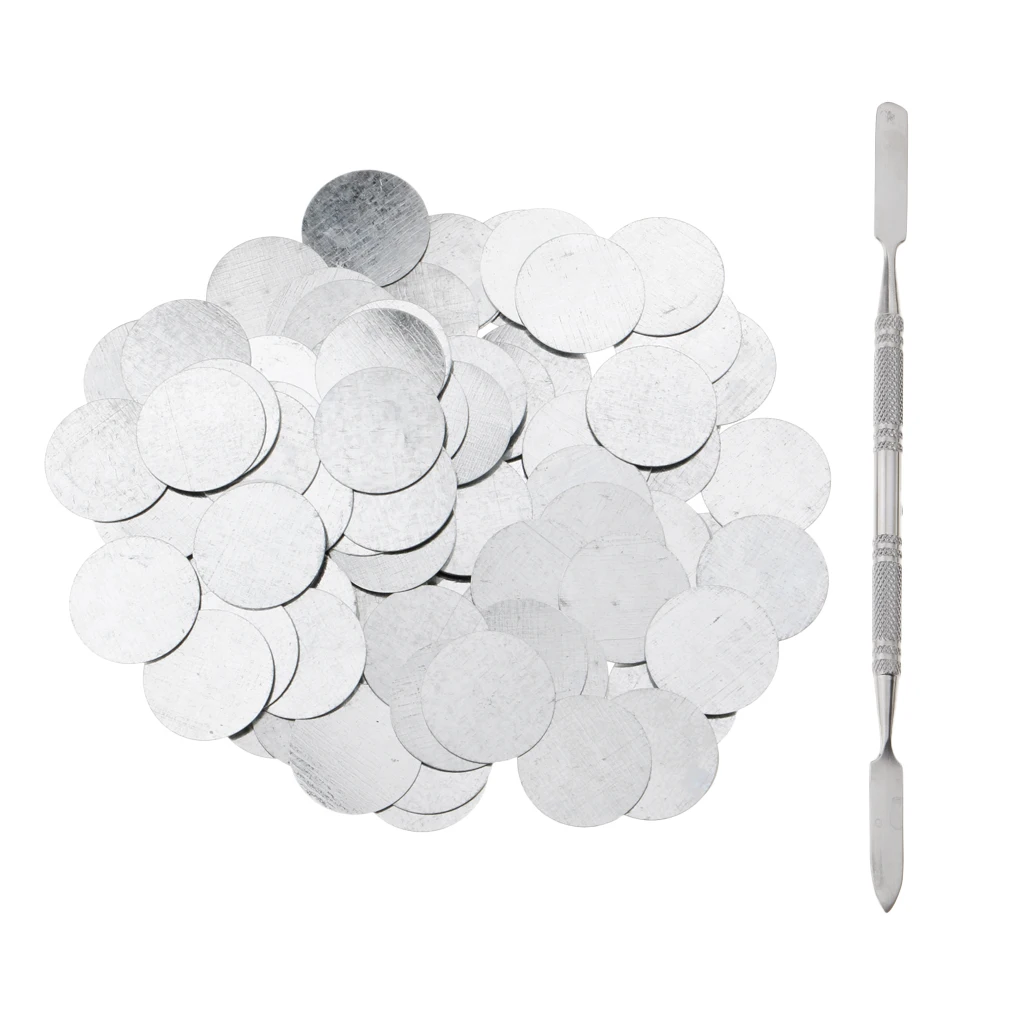 100 Pack Round Metal Stickers for Non-Magnetic Makeup Eyeshadow Lip Gloss Pans