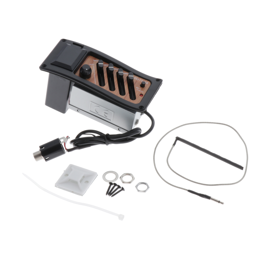 Acoustic Guitar Pickup Pre-Amp Piezo Tuner Active Complete Kit EQ-7545R