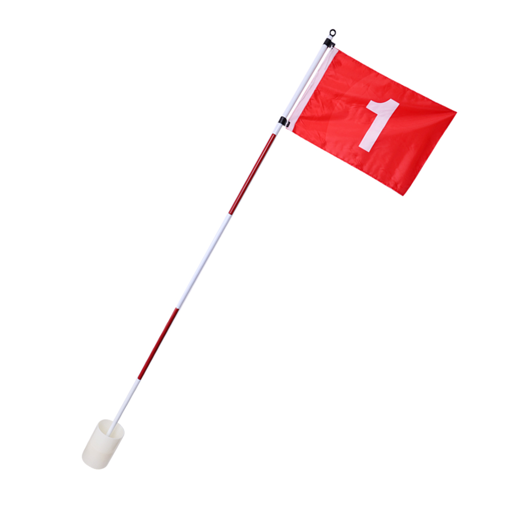 Folding Golf Flag Stick Pole Cup Course Home Golfing Practice Mark Pin Flags