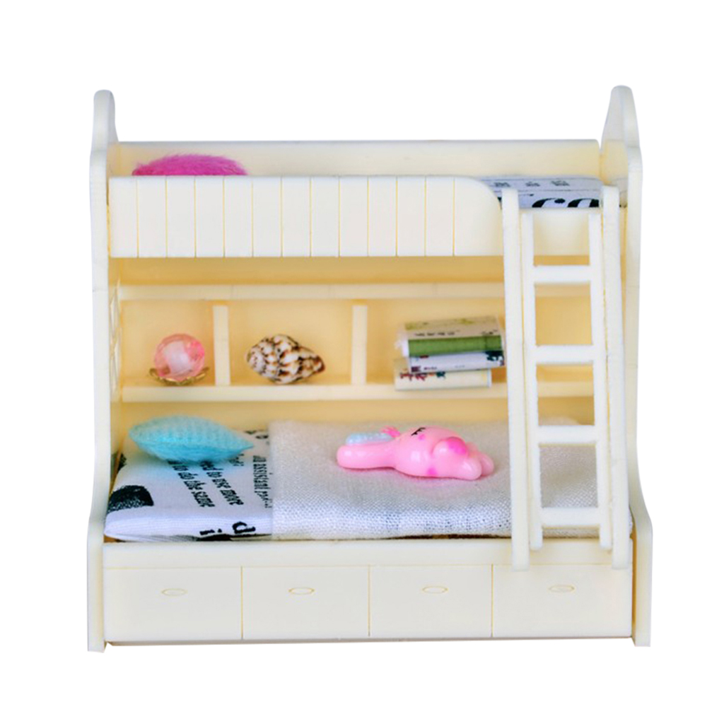 Lovely Doll House Furnishings Bunk Bed, Dollhouse Bedroom Supplies Assembly