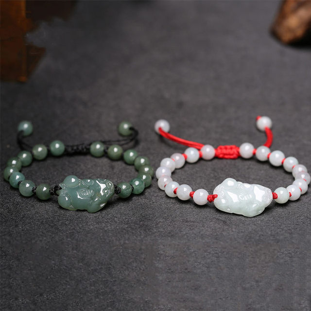  wrtgerht 2Pcs Pixiu Charms Natural Jade Spacer Beads