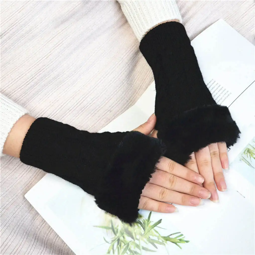 Womens Gloves Soft Autumn Fingerless Gloves Windproof Fashion Winter Warm Half Gloves for Driving Outdoor Sport