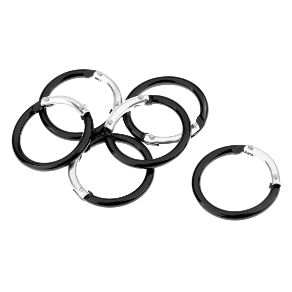 6Pcs Aluminum Alloy Clip Hanging Buckle Circle Round Carabiner Hook Keychain MW 