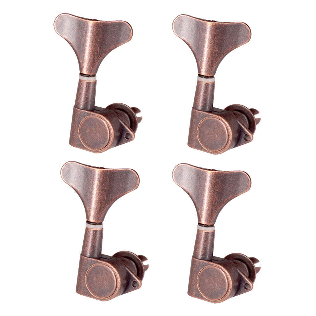 Fishtail Buttons Bass Guitar String Tuner Pegs Mechanics 4R Red Bronze