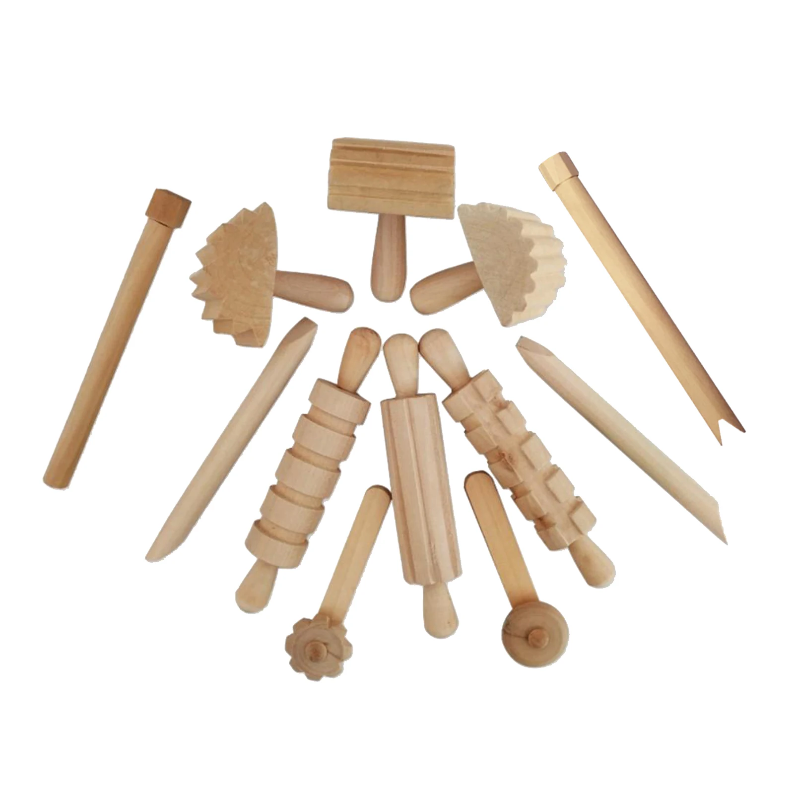 Wood Art Clay Dough Tools Toy Slime Mold Roller Pin Handmade  Supplies Baking Accessories Age 3-6 Years