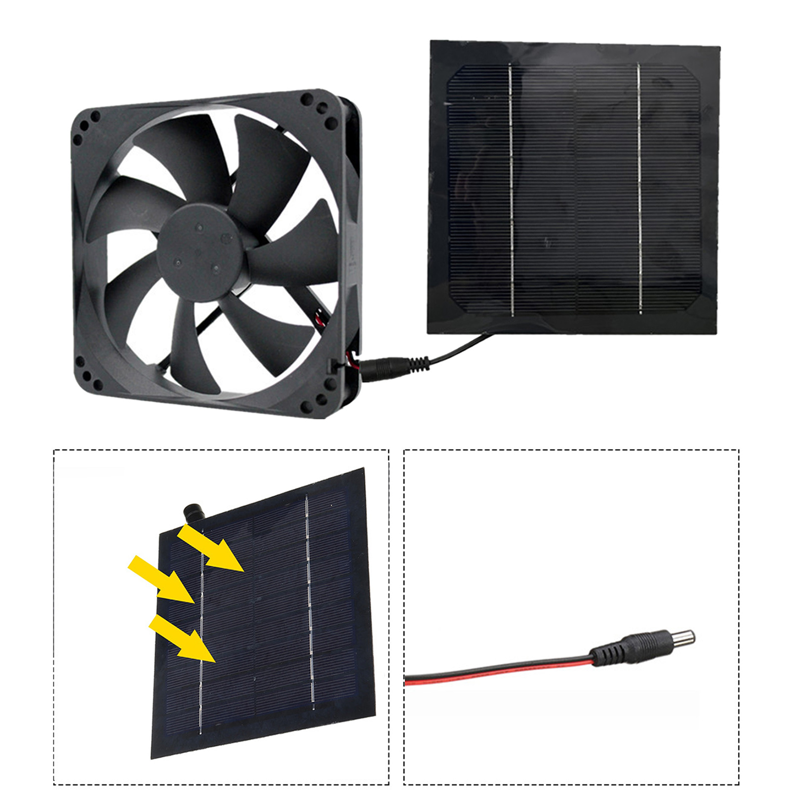 20W 6 Inch Solar Exhaust Fan Kit Air Extractor Mini Ventilator Solar Panel Powered Fan for Dog Chicken House Greenhouse