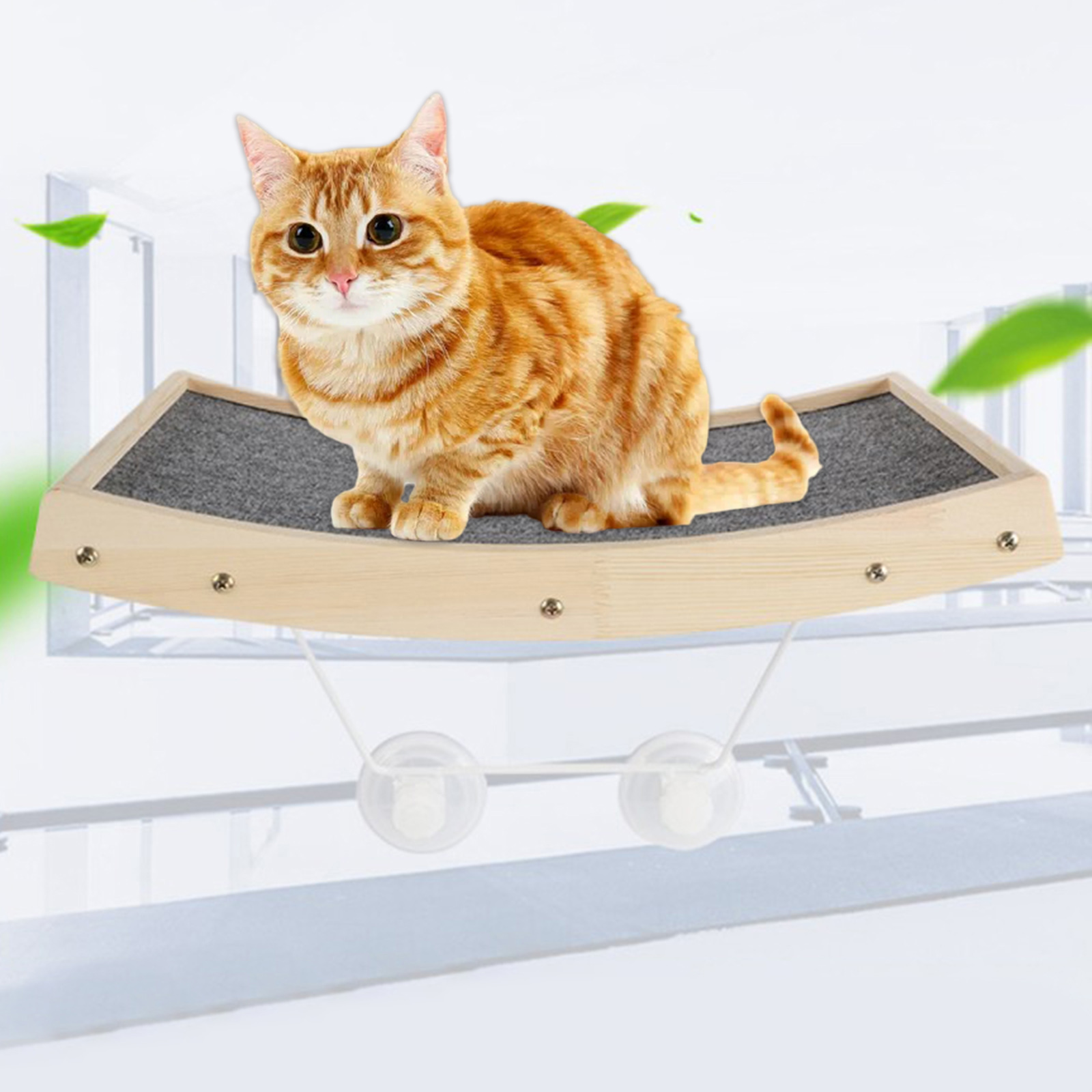 Wooden Cat Window Perch Scratch Board Resting Bed Seat Toy Sunbathing Napping Space Saving