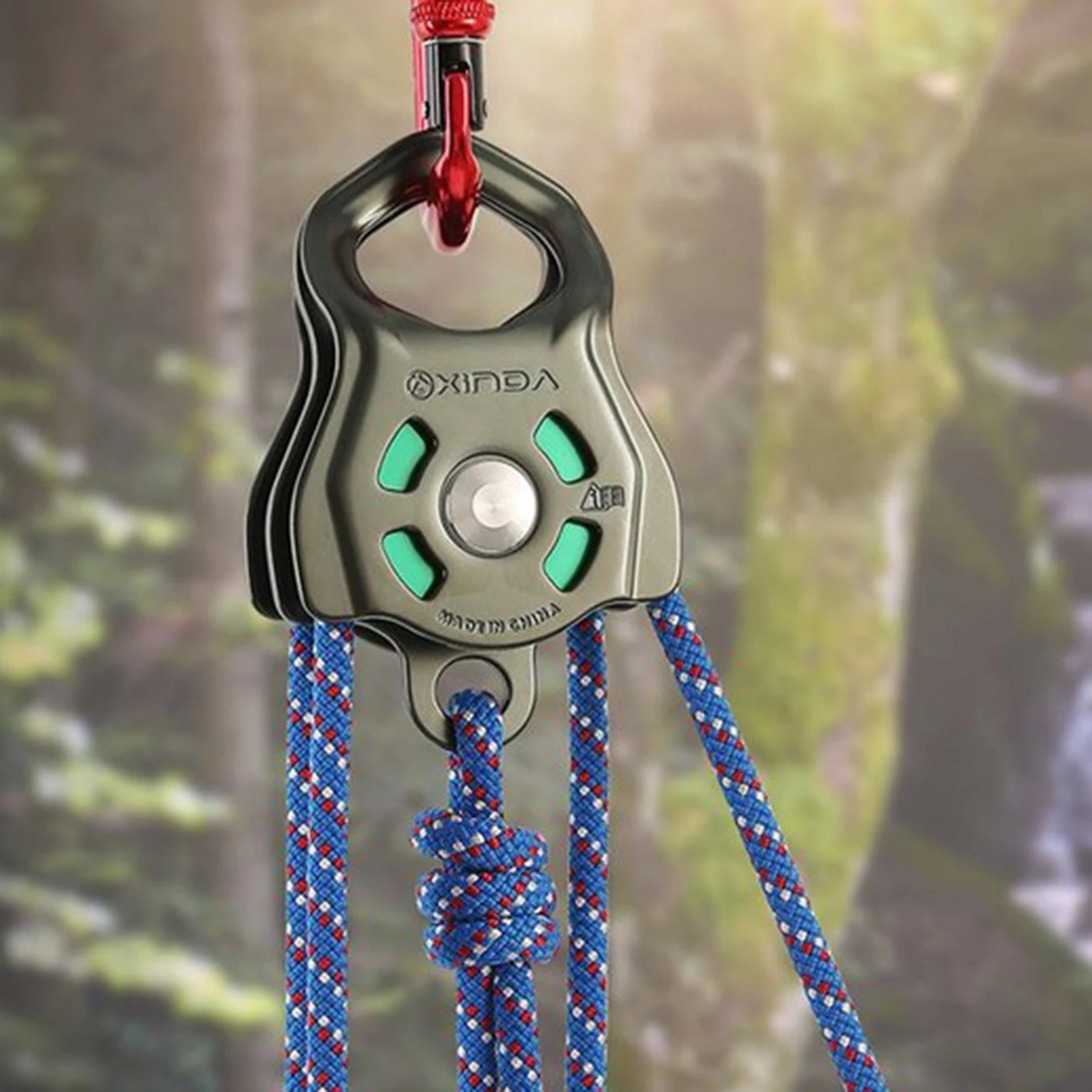 38KN Rock Climbing Pulley Fixed Sideplate Single Sheave Pulley Outdoor Survival Tool High Altitud  Hauling Gear