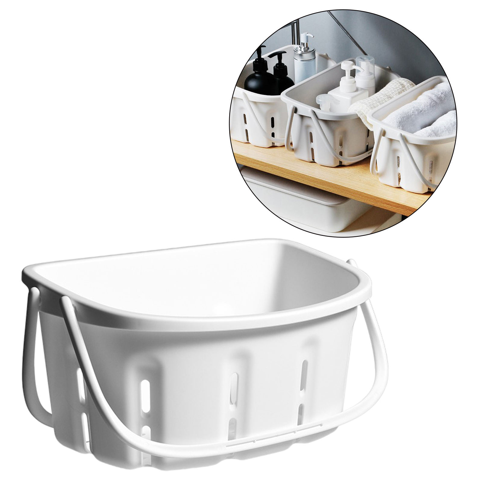 Plastic Shower Caddy Tote Shower with Handles Free Standing Storage Organizer Bin for Dorm Pantry Bathroom 30.5x14x15cm