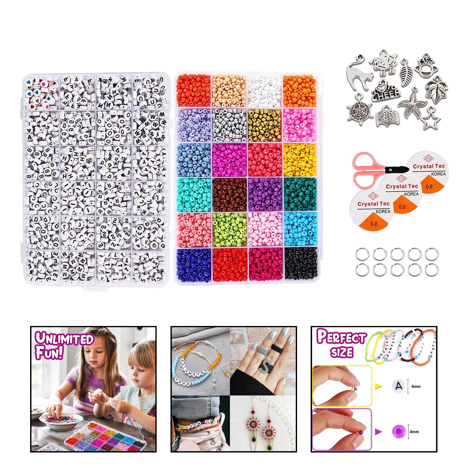 5000Pcs 4mm Glass Seed Bead Loose Beads Necklace Jewelry Findings Supplies