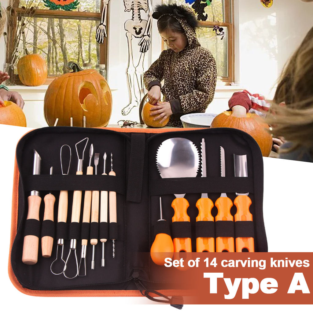 14 Pieces Holiday Pumpkin Carving Knife Halloween Pumpkin Carving Tools Kit Professional Sculpture Carving Tools