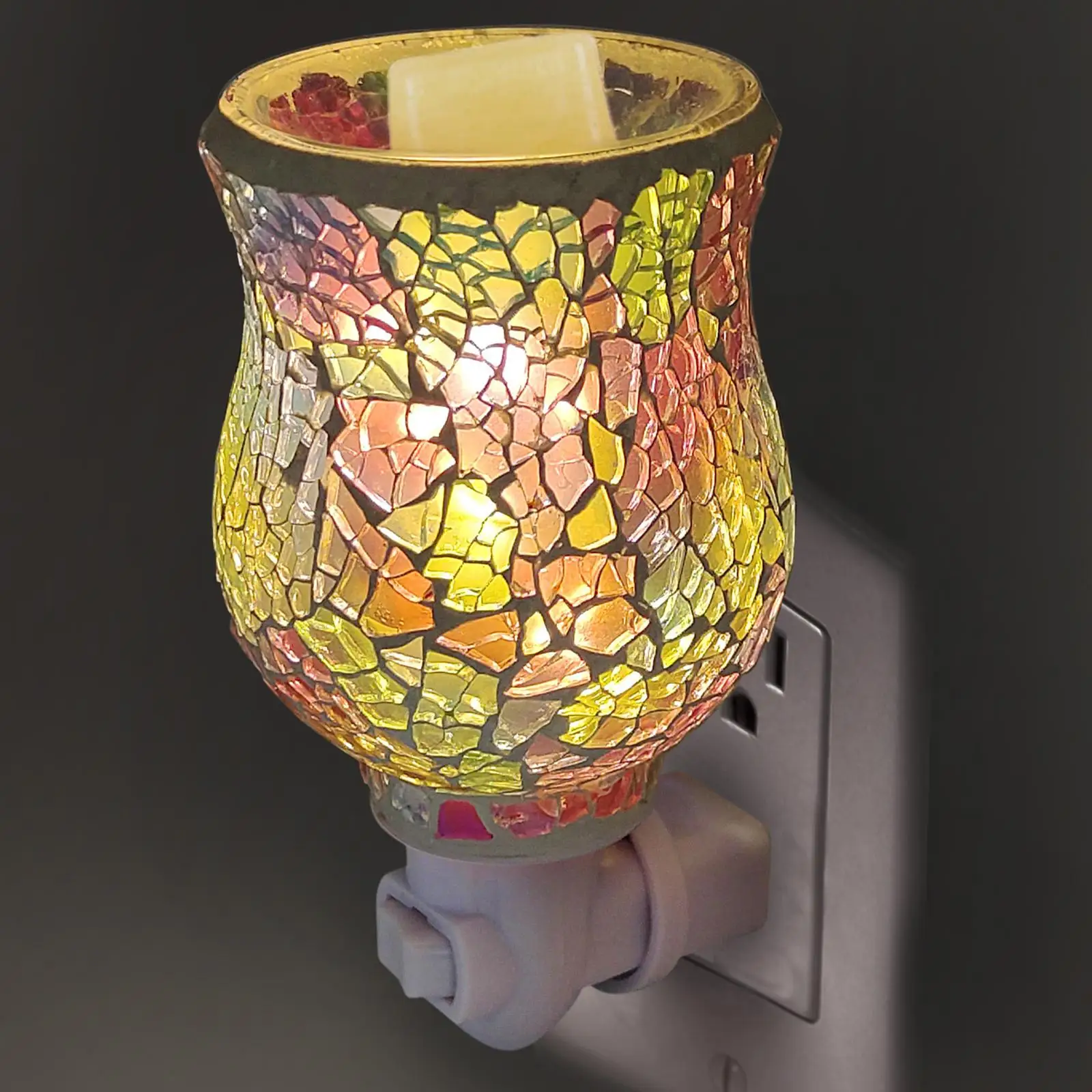 1Pcs Wax Melt Warmer Lamp Creative Usplug Decorative Scent Melter Ornament Mosaic Night Light for Living Room Kitchen Bathroom