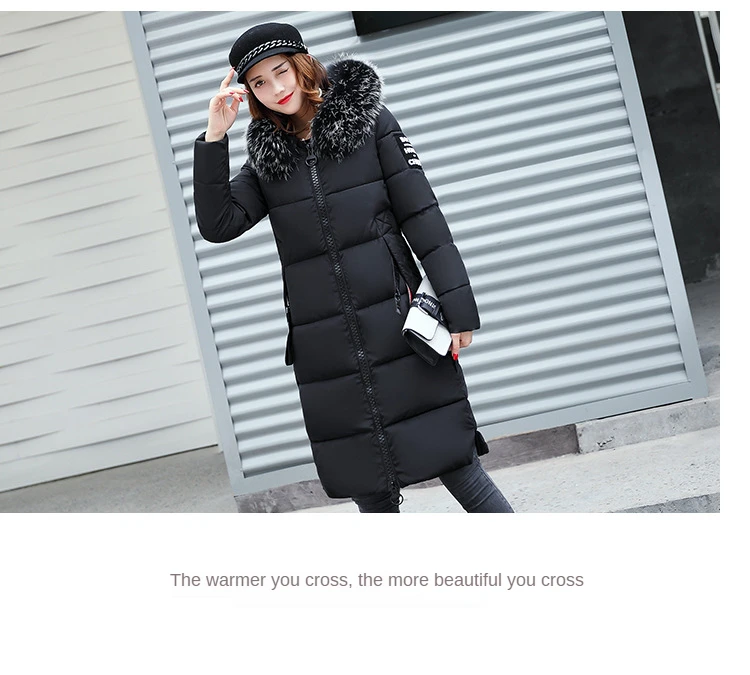 Cotton Young Women 's Clothing Jacket Coat New 2021 Autumn and Winter Long Padded Hooded Large Fur Collar Down Thick Parkas long puffa coat