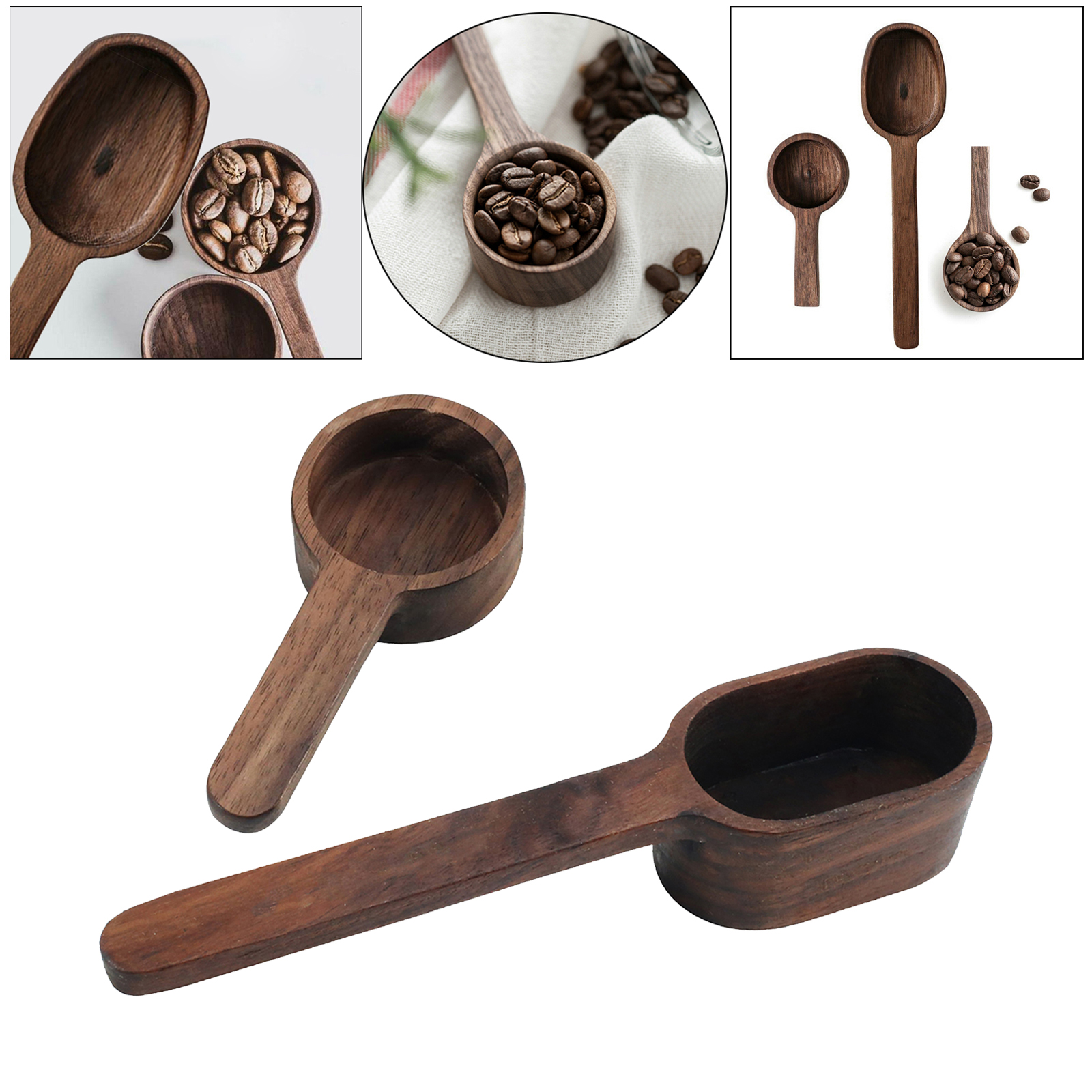 Walnut Wooden Measuring Spoon Scoop Coffee Beans Kitchen Home Baking Tool Measuring Tools For Kitchen