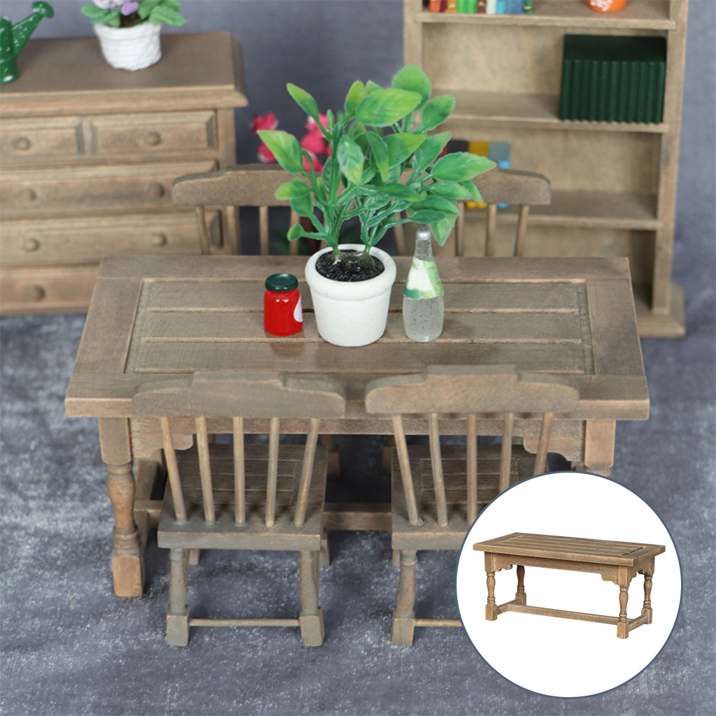 1:12 Dollhouse Miniature Dining Table Chair Model Set Doll Accessories Pretend Play Hobby Toys Gift