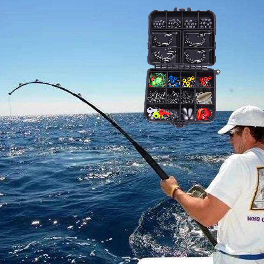 Portable Storage Box Fishing Tackle box 160/187pcs Fishing Accessories Kit Jig Hooks Lures Fishing Set with Tackle Boxes