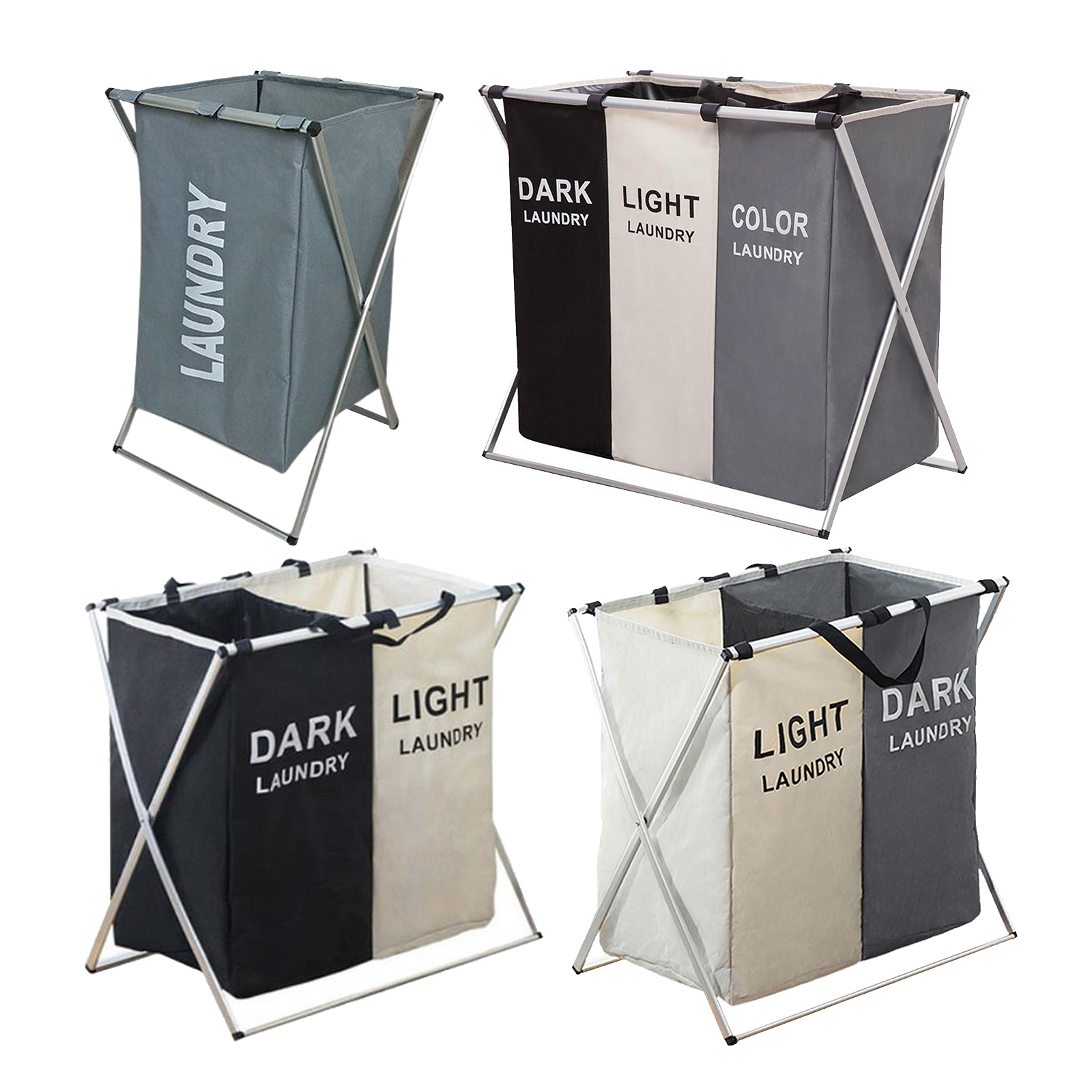 Laundry Hamper Sorter Aluminum  Basket for Home Bathroom Collapsible