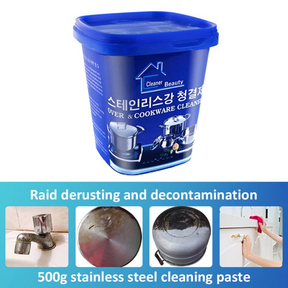 500G Rust Remover Cleaner Kitchen Stainless Steel Cleaning Paste Pot Polishing Pan Kitchenwares Stain Dirt Cleaner Accessories