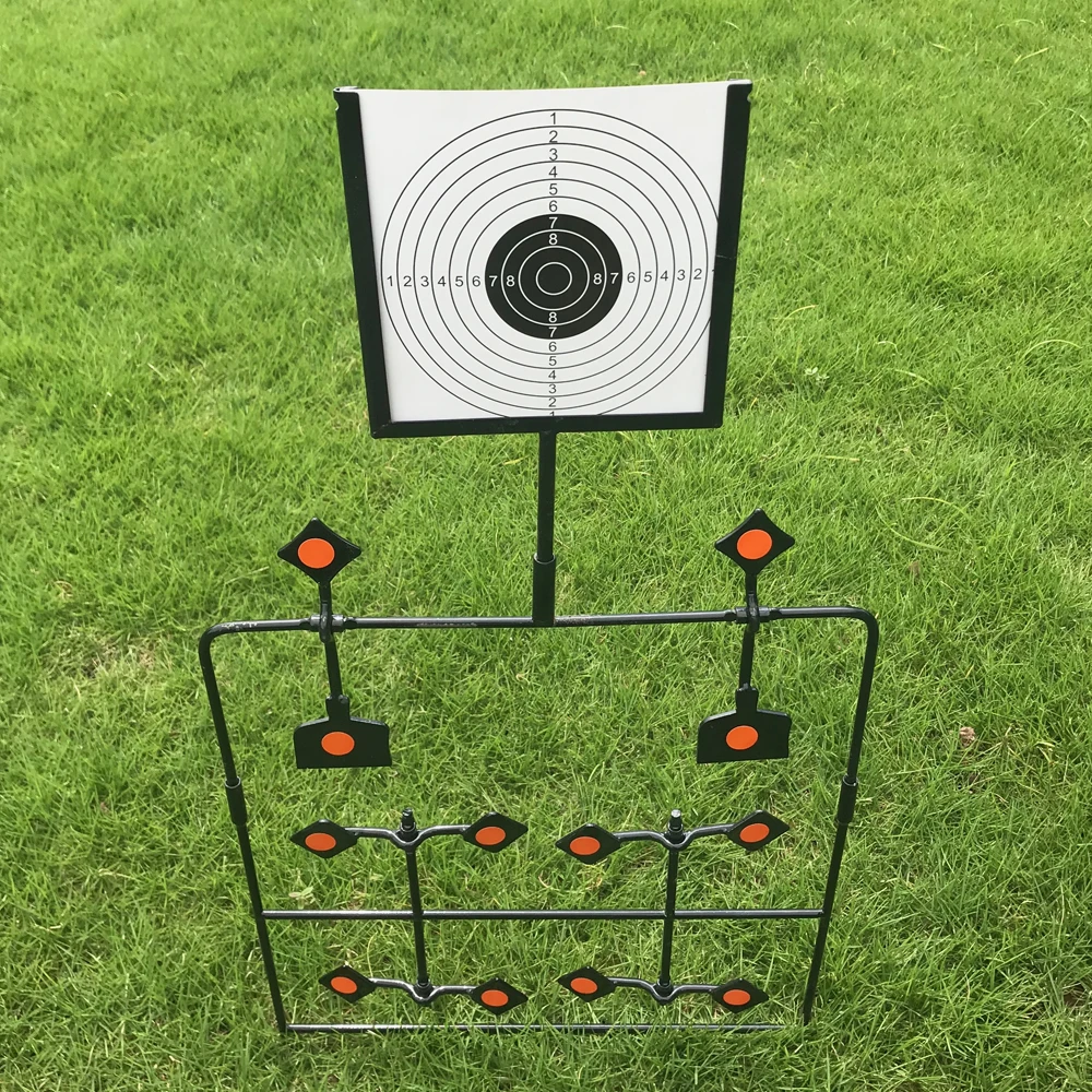 Shooting Target Auto Reset Spinning Target Stand with 20 Paper Targets Spinning Shooting Practice Shooting Target