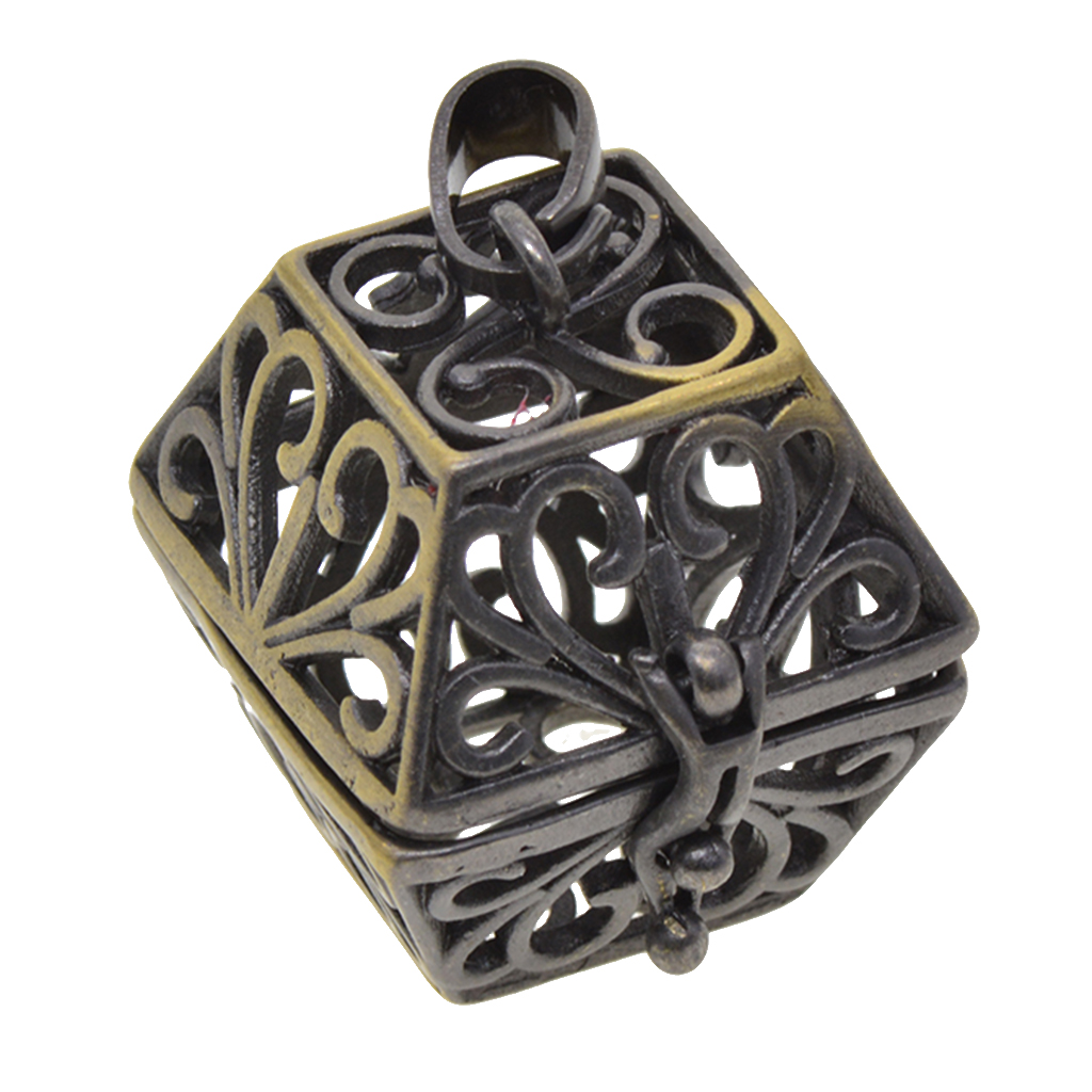 Hollow Magic Box Pendant DIY Necklace Accessories Copper Charms For Decor