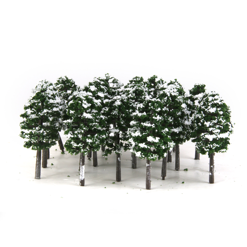20x Plastic Model Trees Train Snow Scenery Landscape Layout 1:150 Deep Green