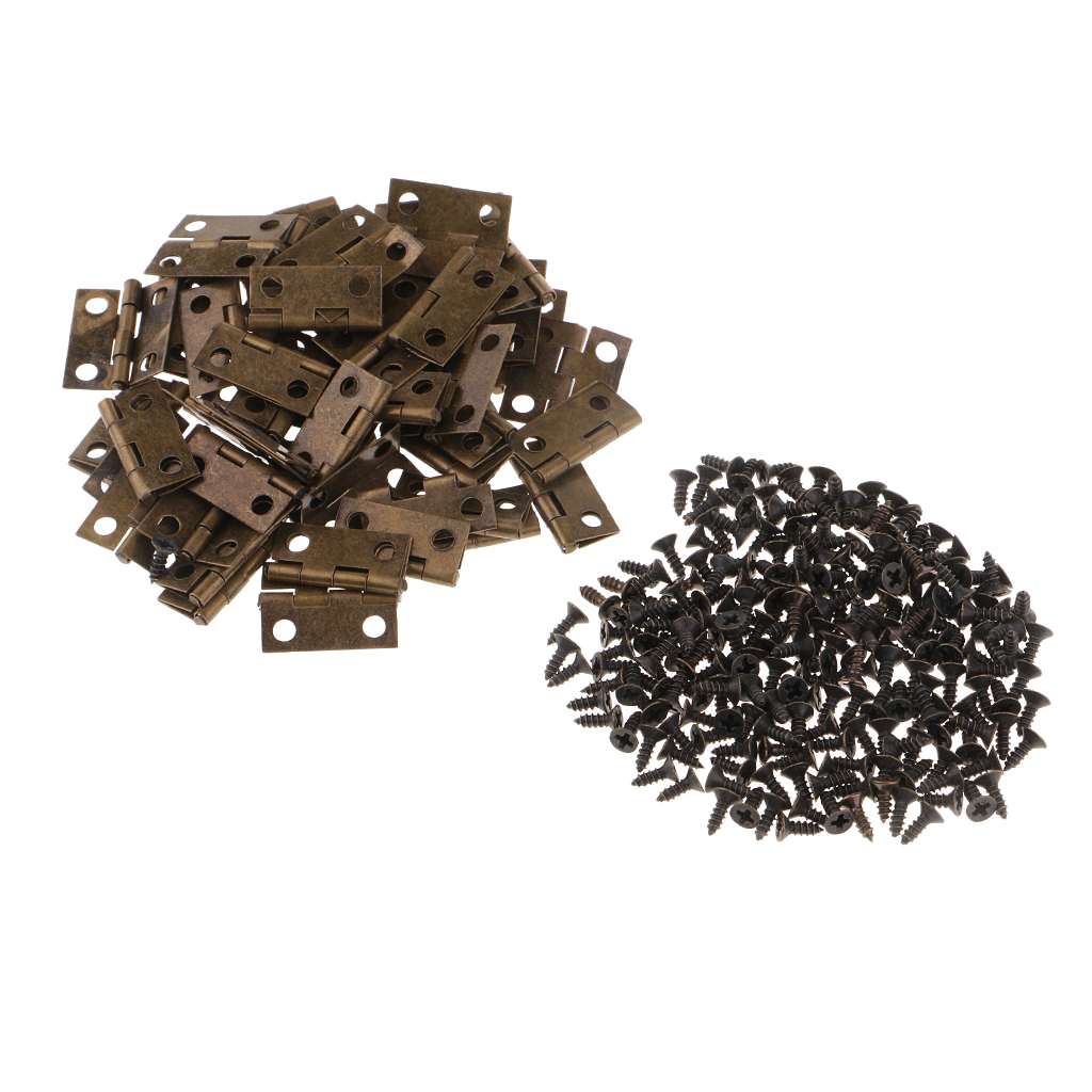 50 Pieces Antique Small Hinges Bronze Hinges with Screws for Wooden Gift Box Hinge Cabinet Drawer Jewelry Boxes Chest Dresser