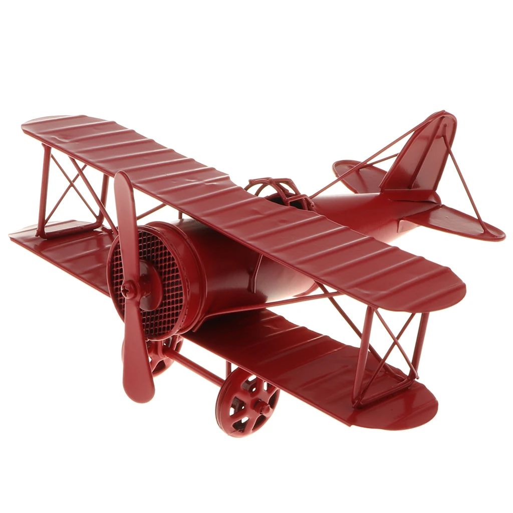 Mini Iron Decorative Airplane Vintage Biplane Model Collectible Home Decor