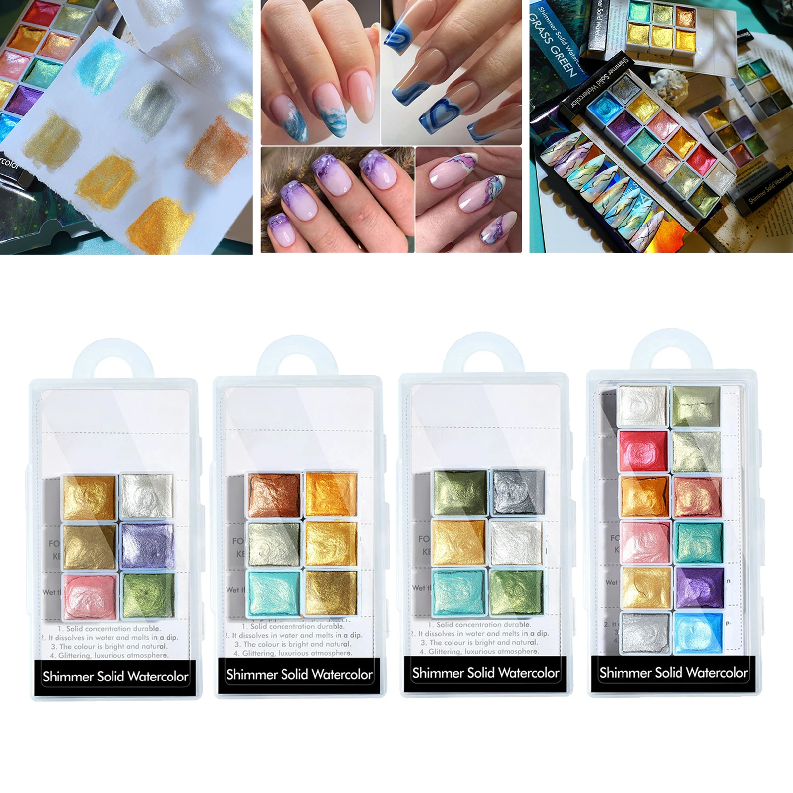 6 Colors Assorted Water Colors Travel Pocket Set, Easy to Blend Colors - Built in Palette - Perfect for Painting