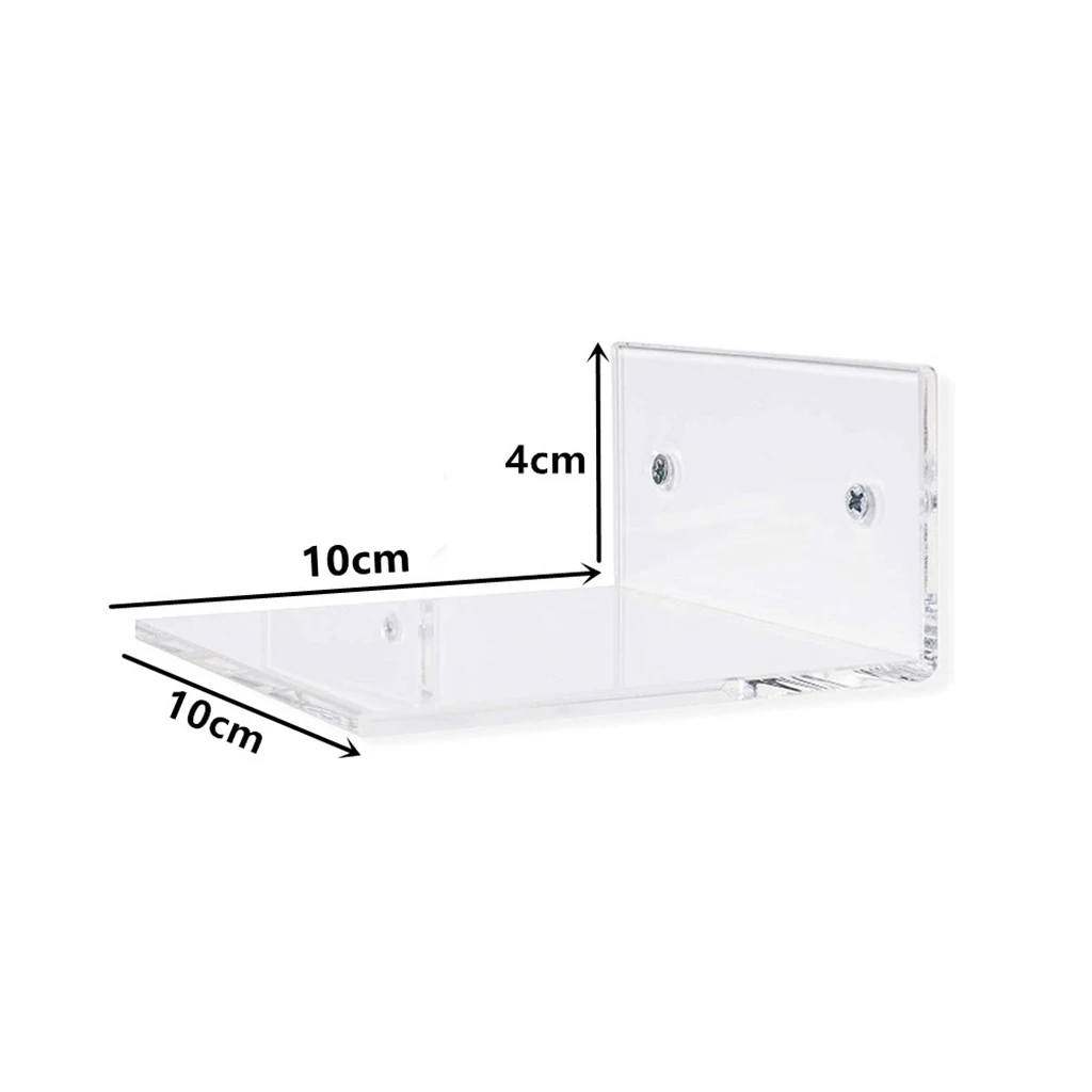 2 Pieces Bathroom Small 10cm Clear Floating Wall Display Ledge Shelf, for Bath Toiletries Household