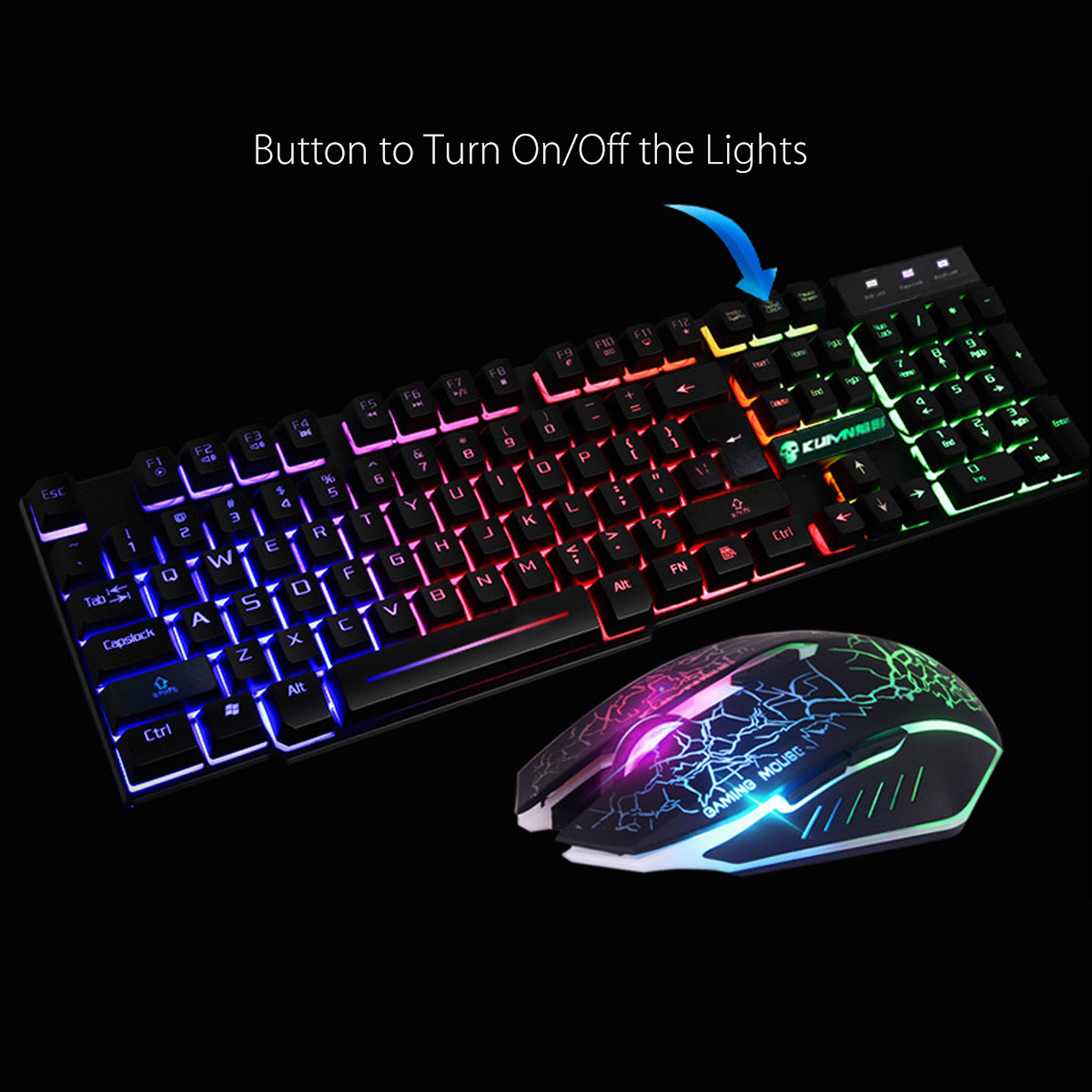 T6 Rainbow Backlit USB Wired Gaming Keyboard Mouse Pad Set for PS4/PS3//PC New