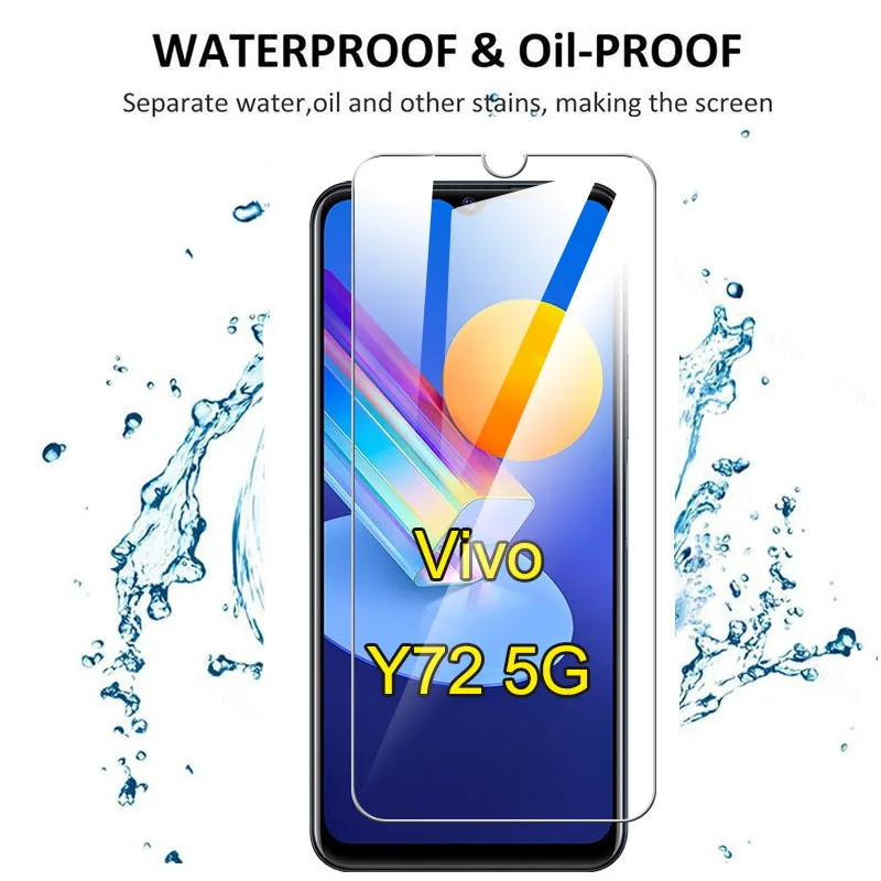 4in1 Tempered Glass On For Vivo Y52 Y72 5G Screen Protector & Camera Lens Film For Vivo Y 52 Y72 Y12 Y21 6.58" Protective Glass cell phone pouch with strap