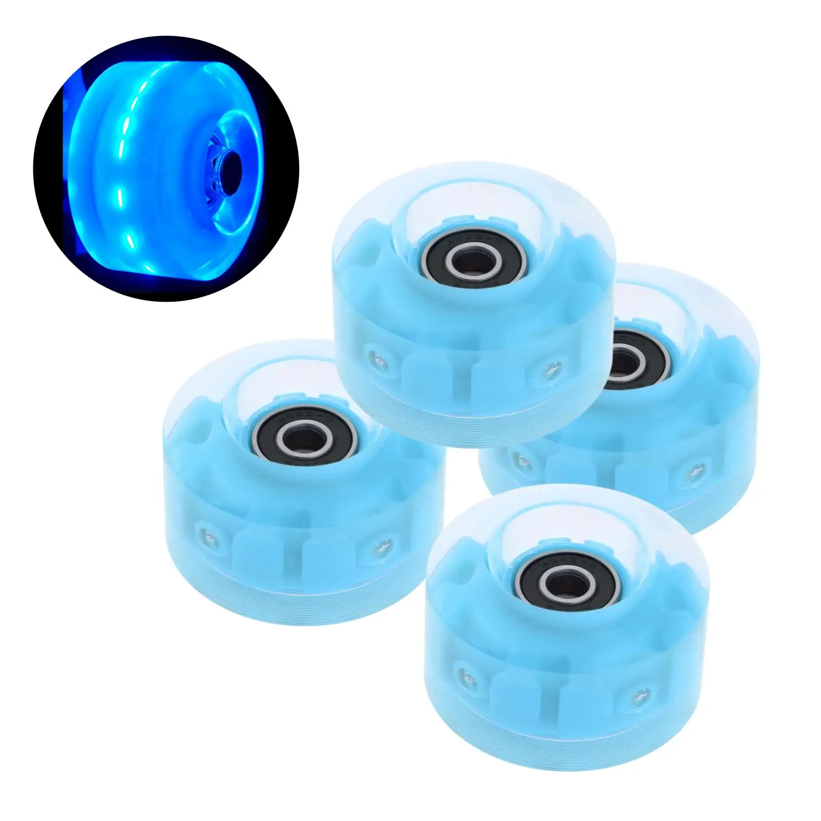 4pcs Luminous Roller Skate Wheels with Bearings for Double Row Skating