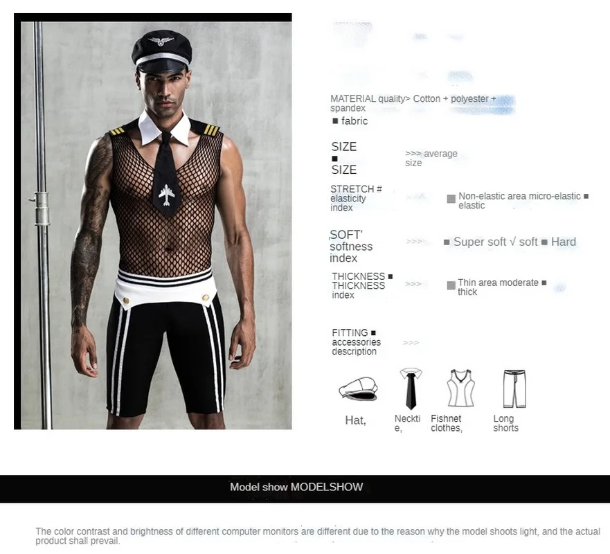 under armour boxer briefs Mens Role Play Sexy Bondage Mesh Air Force Uniform Set Cosplay Gay Bar Dance Perform Costume Outfit boxers underwear