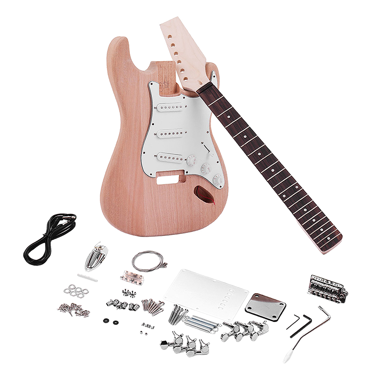 Unfinished DIY Electric Guitar Kit Mahogany Wooden Replacements Parts for ST Style Guitar Lovers Gift