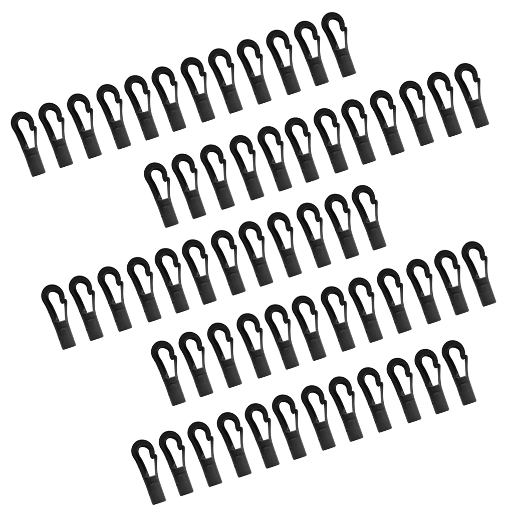 60 Pieces Bungee Shock Cord Hook - Small Closed Plastic For Use With Small Bungees 5mm