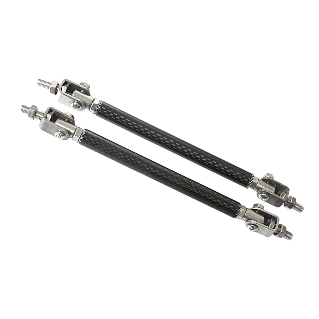 Aluminum Alloy + Carbon Fiber Front Bumper Lip Splitter Strut Rod Tie Support Bars 150mm / 5.9in