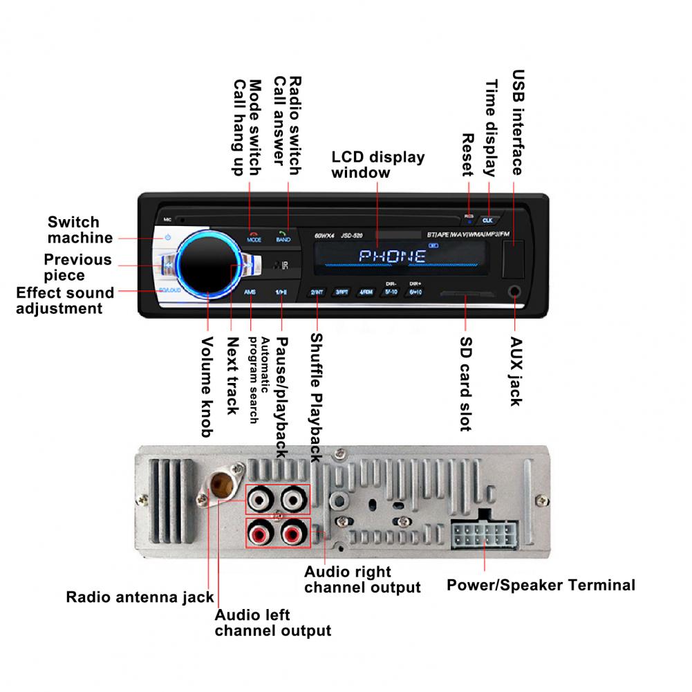 автомагнитола car audio fm-sd-usb-player