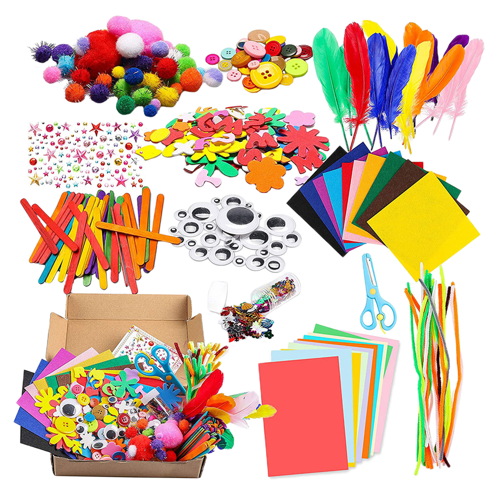 DIY Craft Toy Sticks Plush Stick Pom Poms for Toddlers Age 4 5 6 7 8 9
