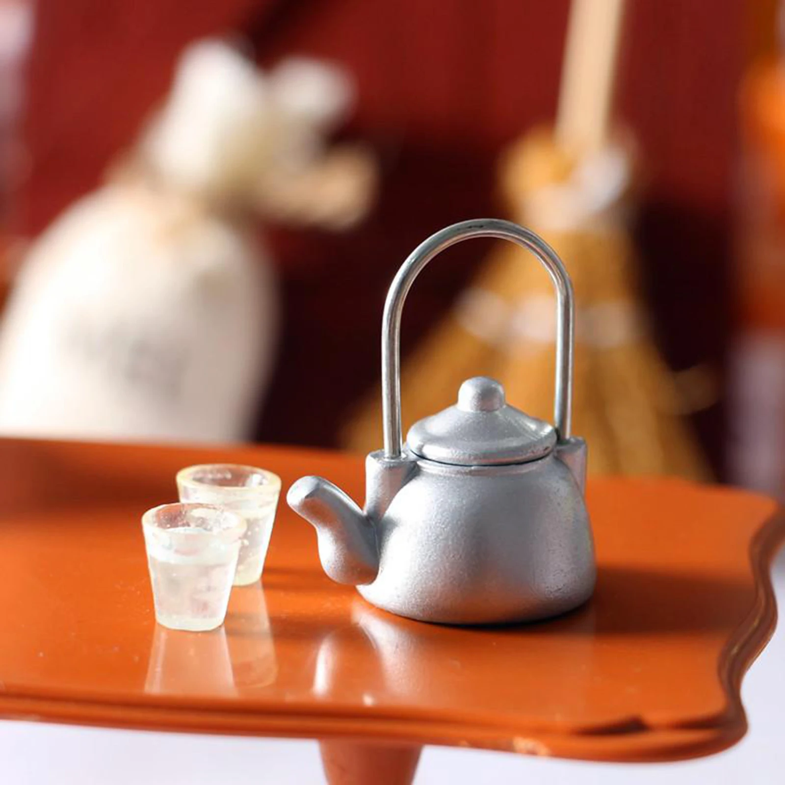 Dollhouse Miniatures Kettle Tea Pot Dollhouse Kitchen Accessory Ornament